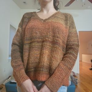 Christian Siriano Retro Orange & Gold Wool Sweater